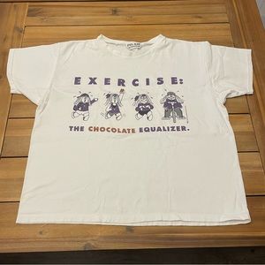 Vintage 90s Women’s Chocolate Equalizer Exercise Workout Cartoon Shirt One Size